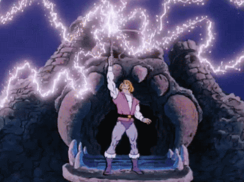 he-man and the masters of the universe "by the power of grayskull" animated gif