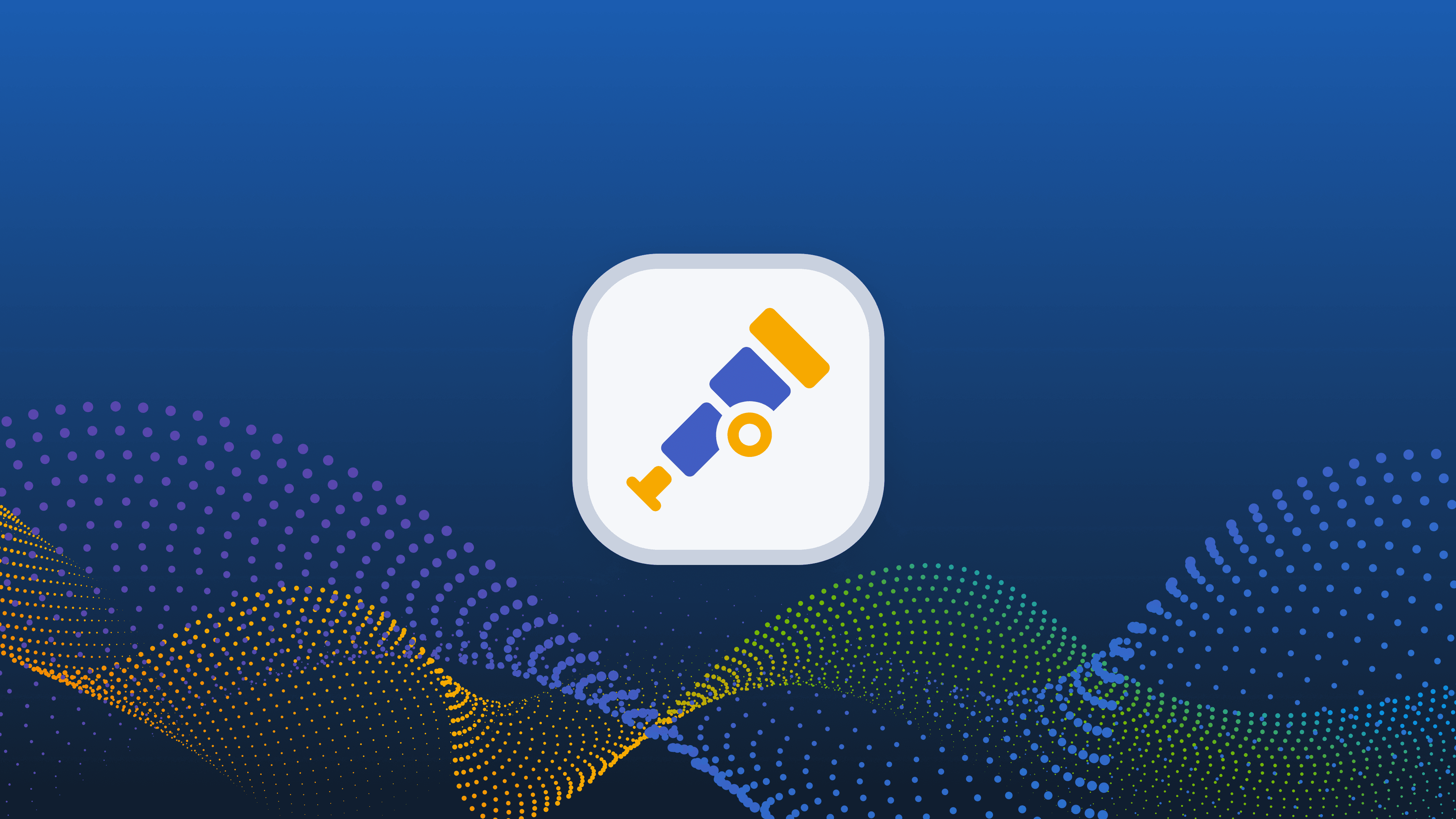 A blue and yellow telescope icon.