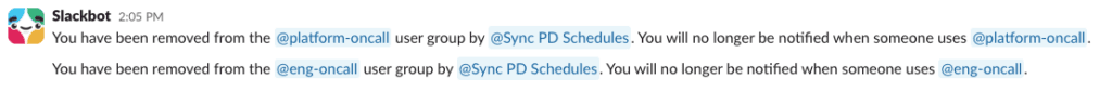 Syncing PagerDuty Schedules to Slack Groups: Removing from group.